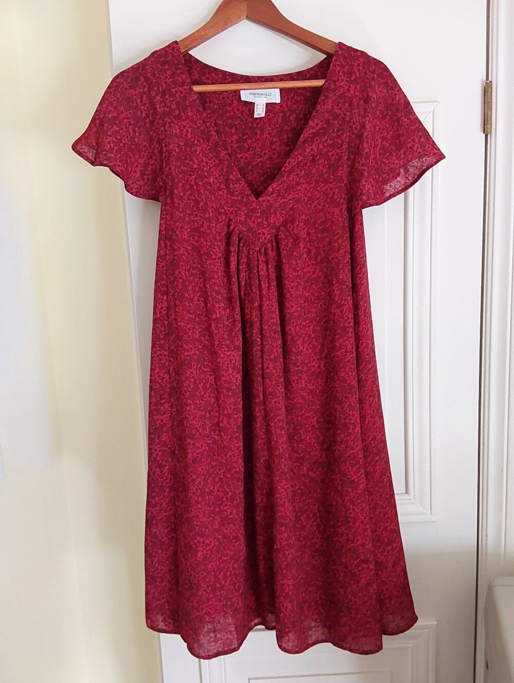 Additionelle Women’s Deep Red V-Neck Flutter Sleeve Dress